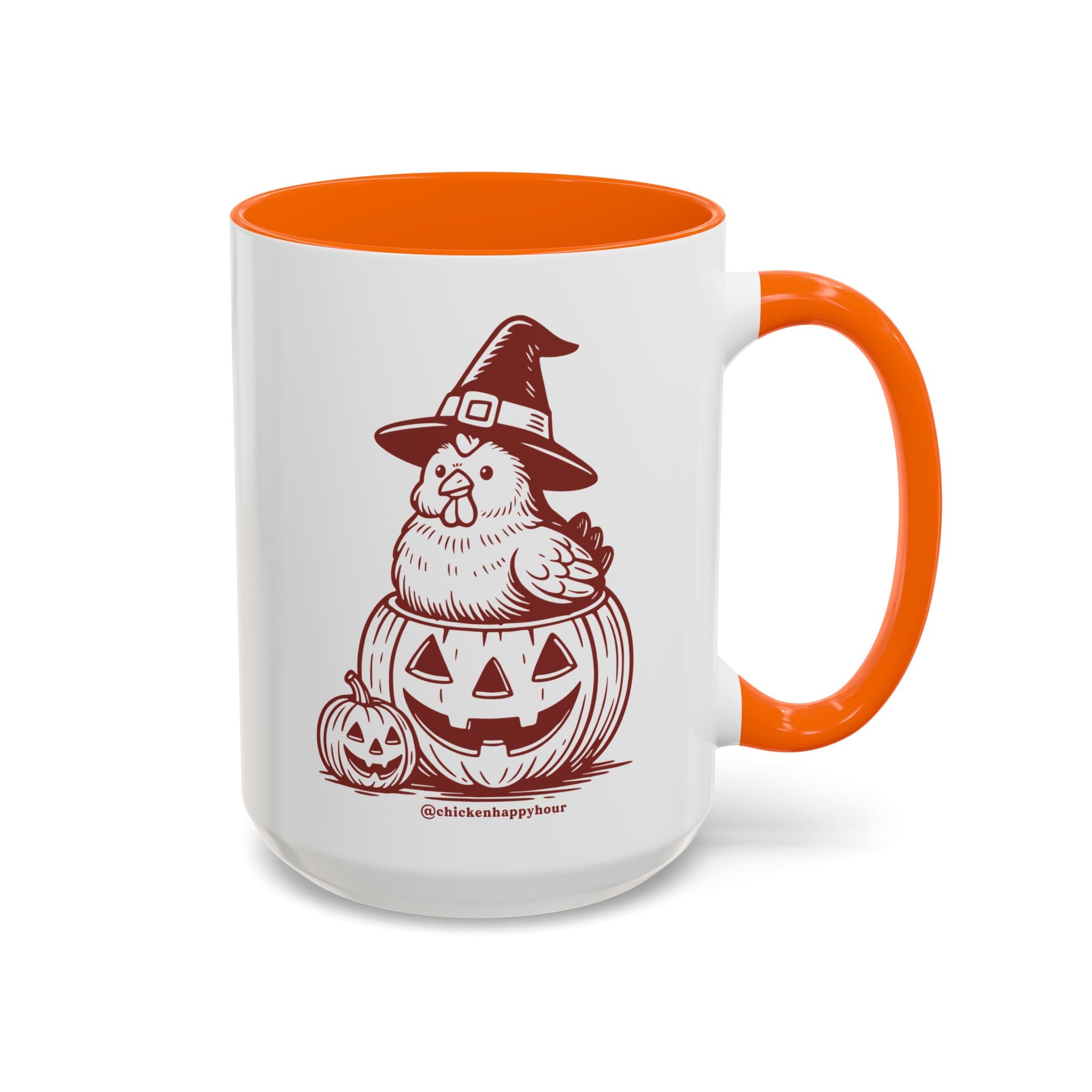 Halloween Chicken Witch in Pumpkin Coffee Mug
