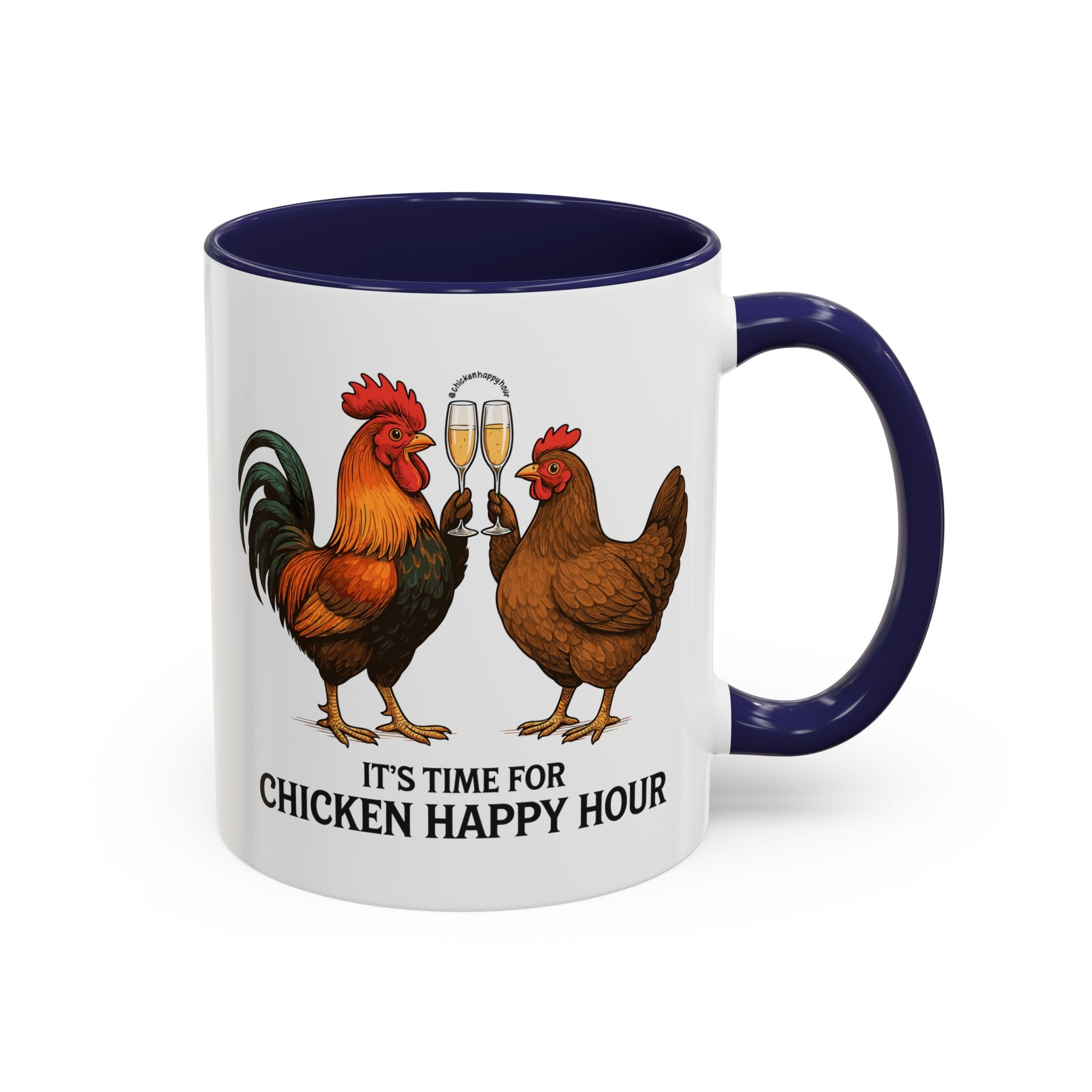 It’s Time for Chicken Happy Hour With  Rooster and Hen Coffee Mug