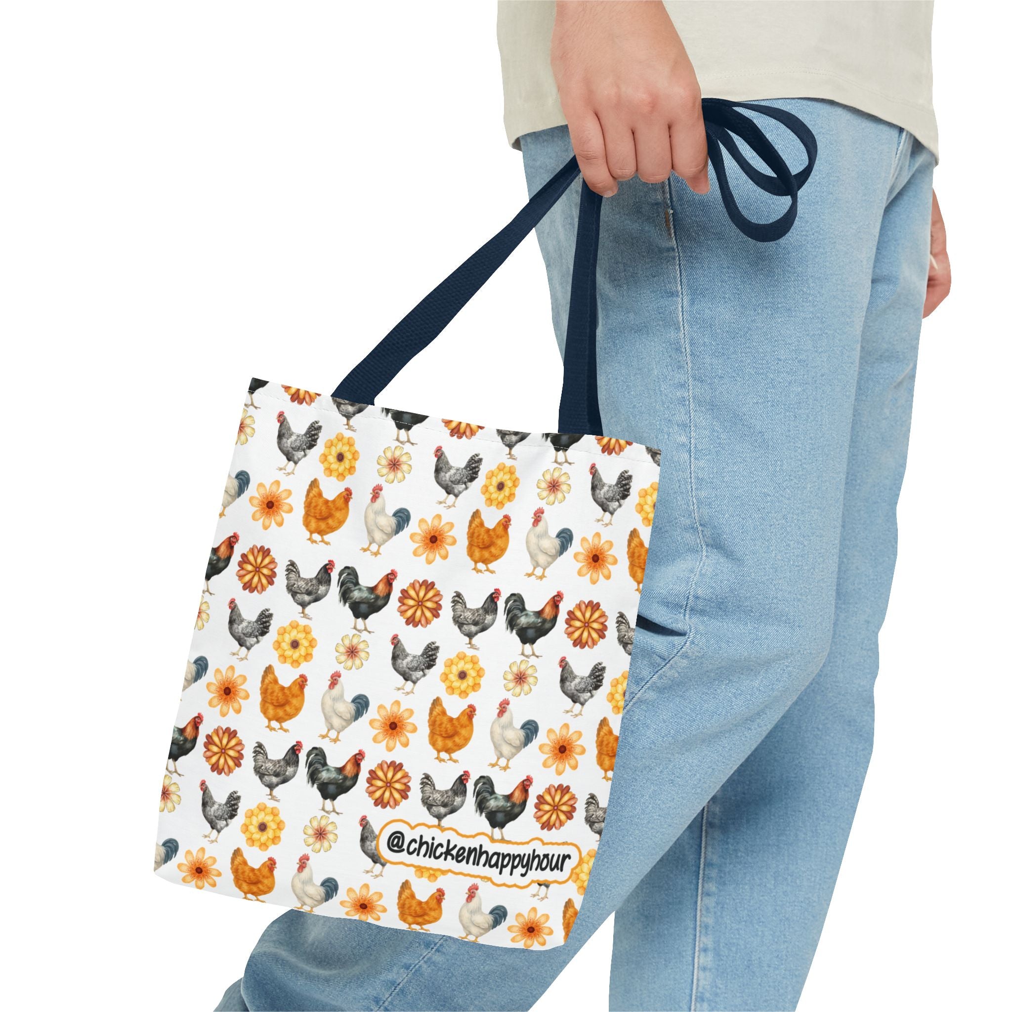 Chicken With Flowers Tote Bag