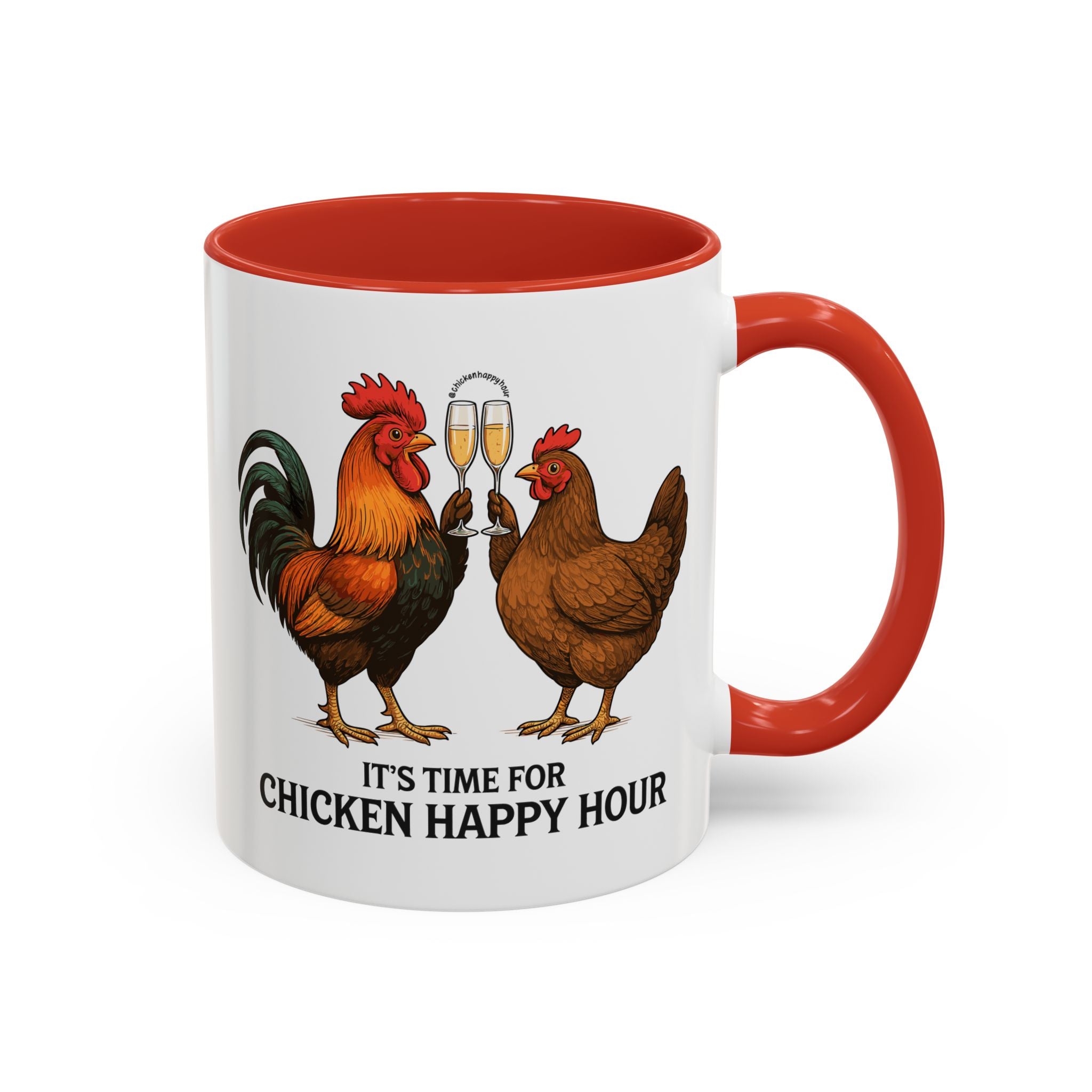 It’s Time for Chicken Happy Hour With  Rooster and Hen Coffee Mug