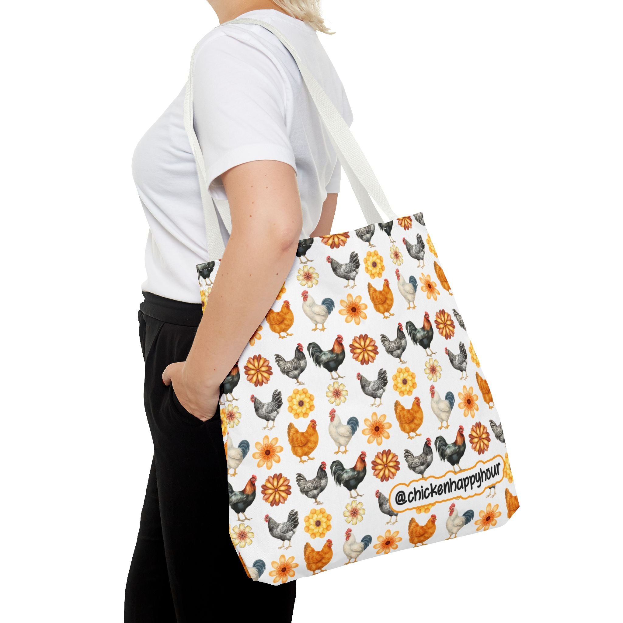 Chicken With Flowers Tote Bag