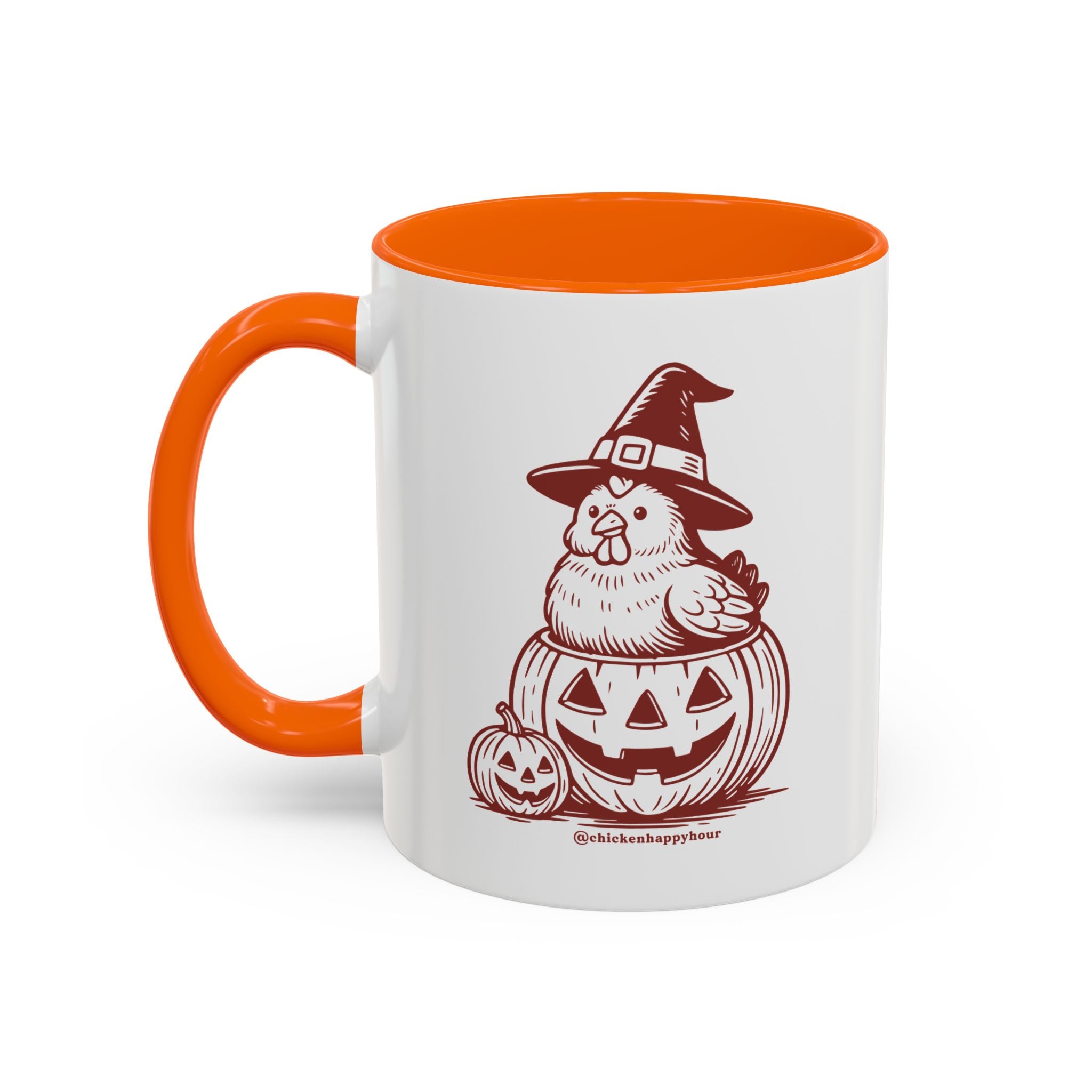 Halloween Chicken Witch in Pumpkin Coffee Mug