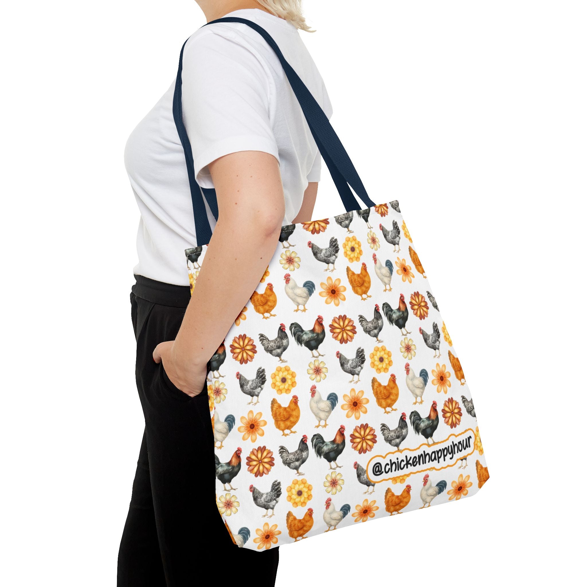Chicken With Flowers Tote Bag