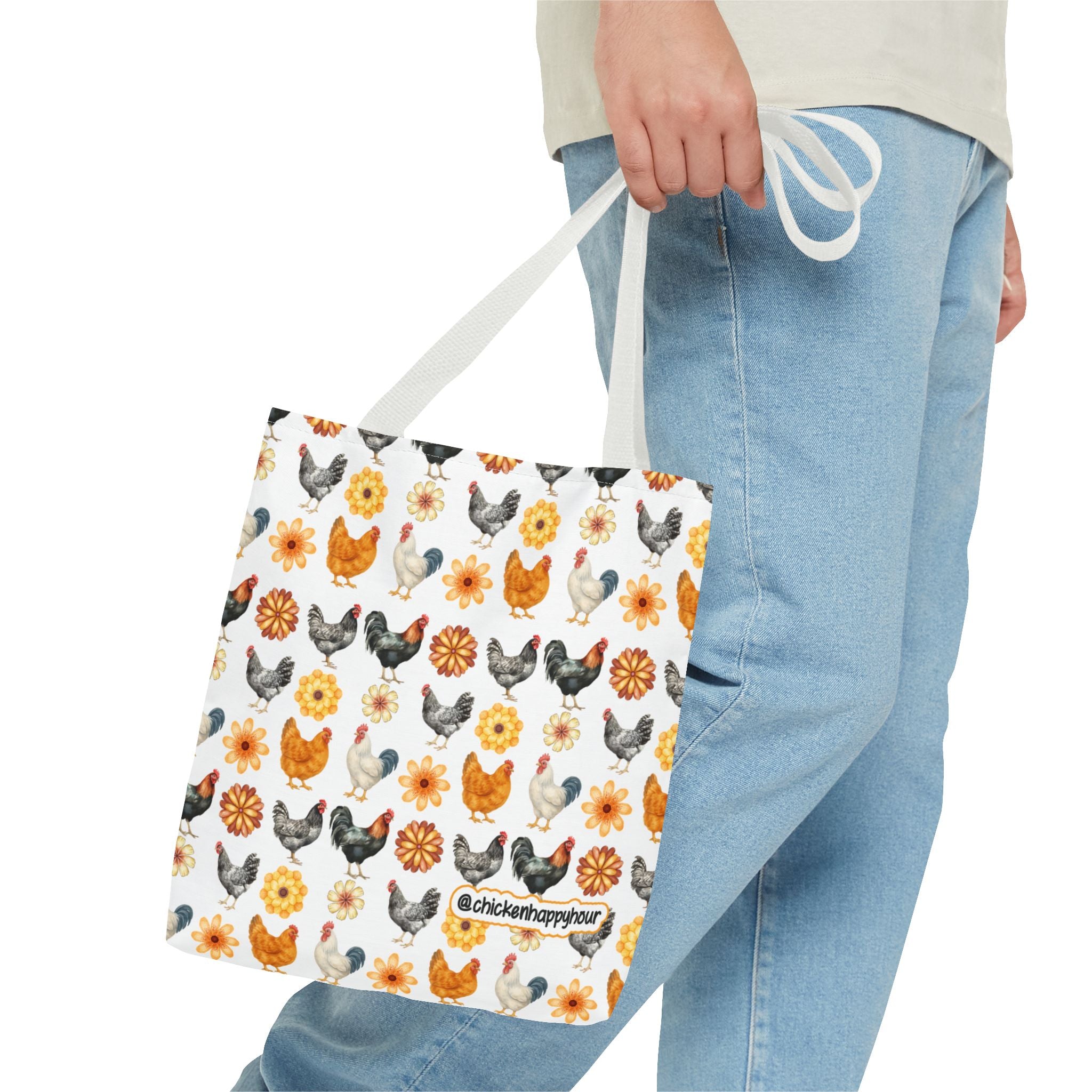 Chicken With Flowers Tote Bag