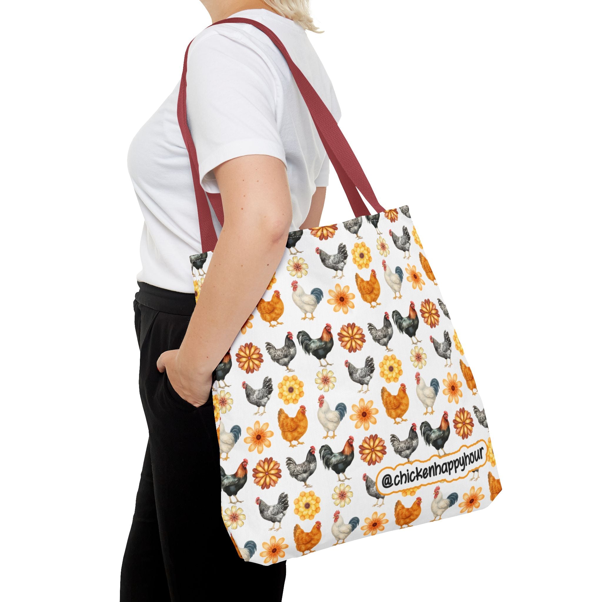 Chicken With Flowers Tote Bag