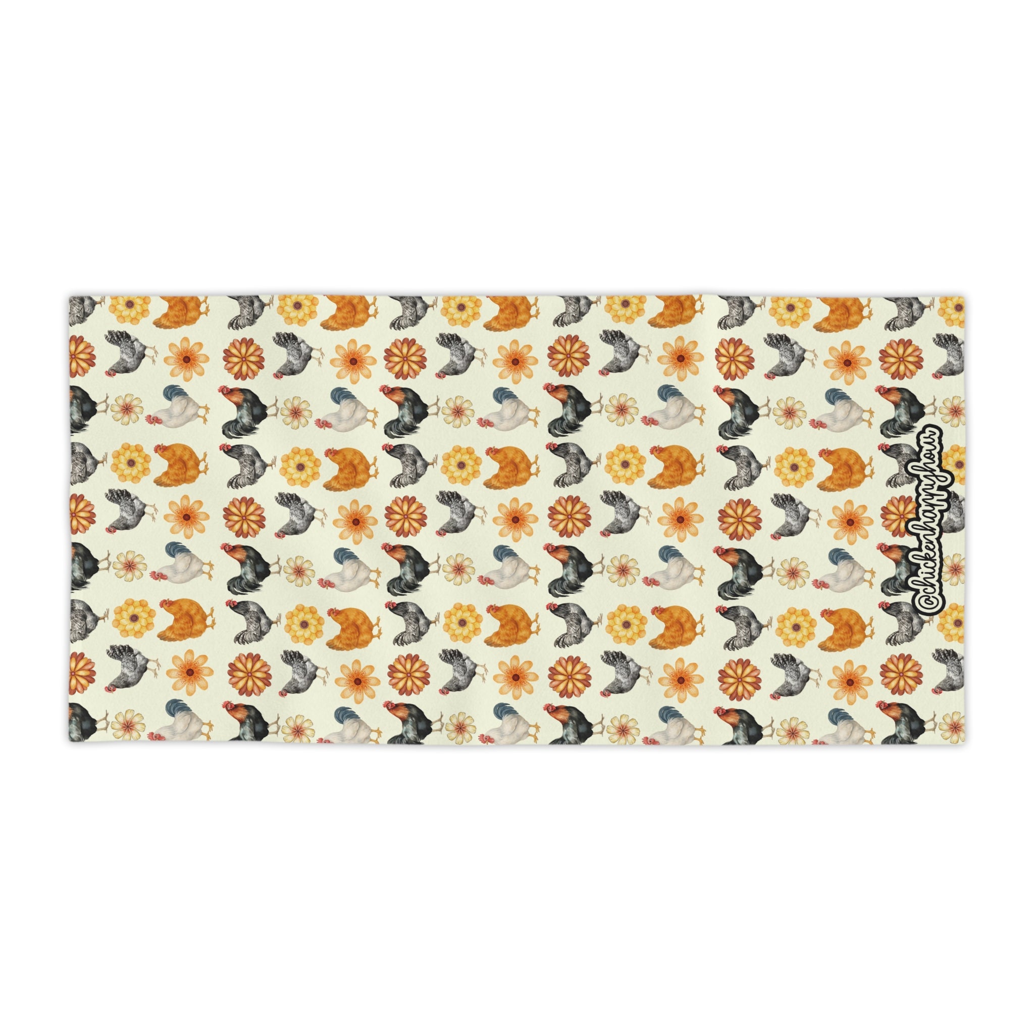 CHICKEN WITH FLOWER Beach Towel