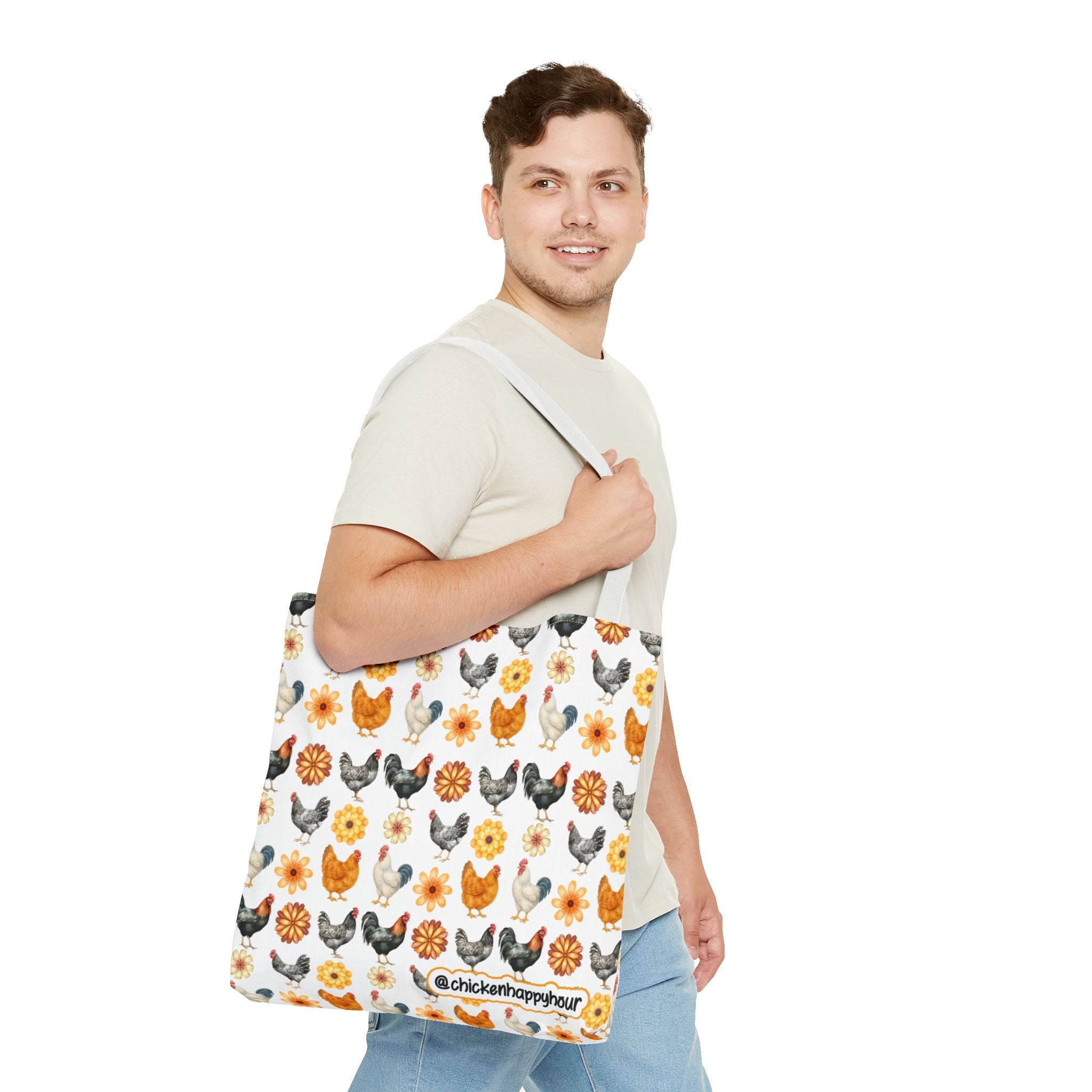 Chicken With Flowers Tote Bag