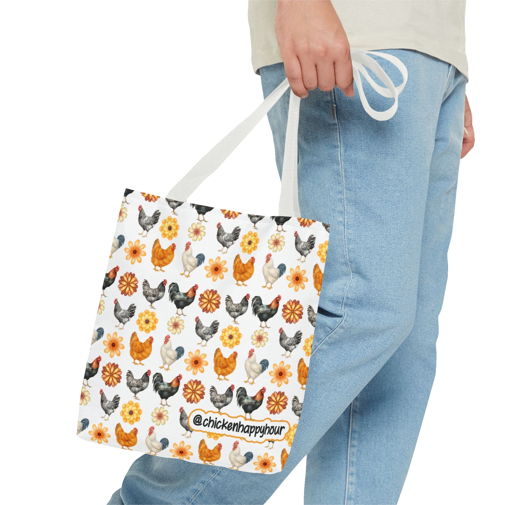 Chicken With Flowers Tote Bag