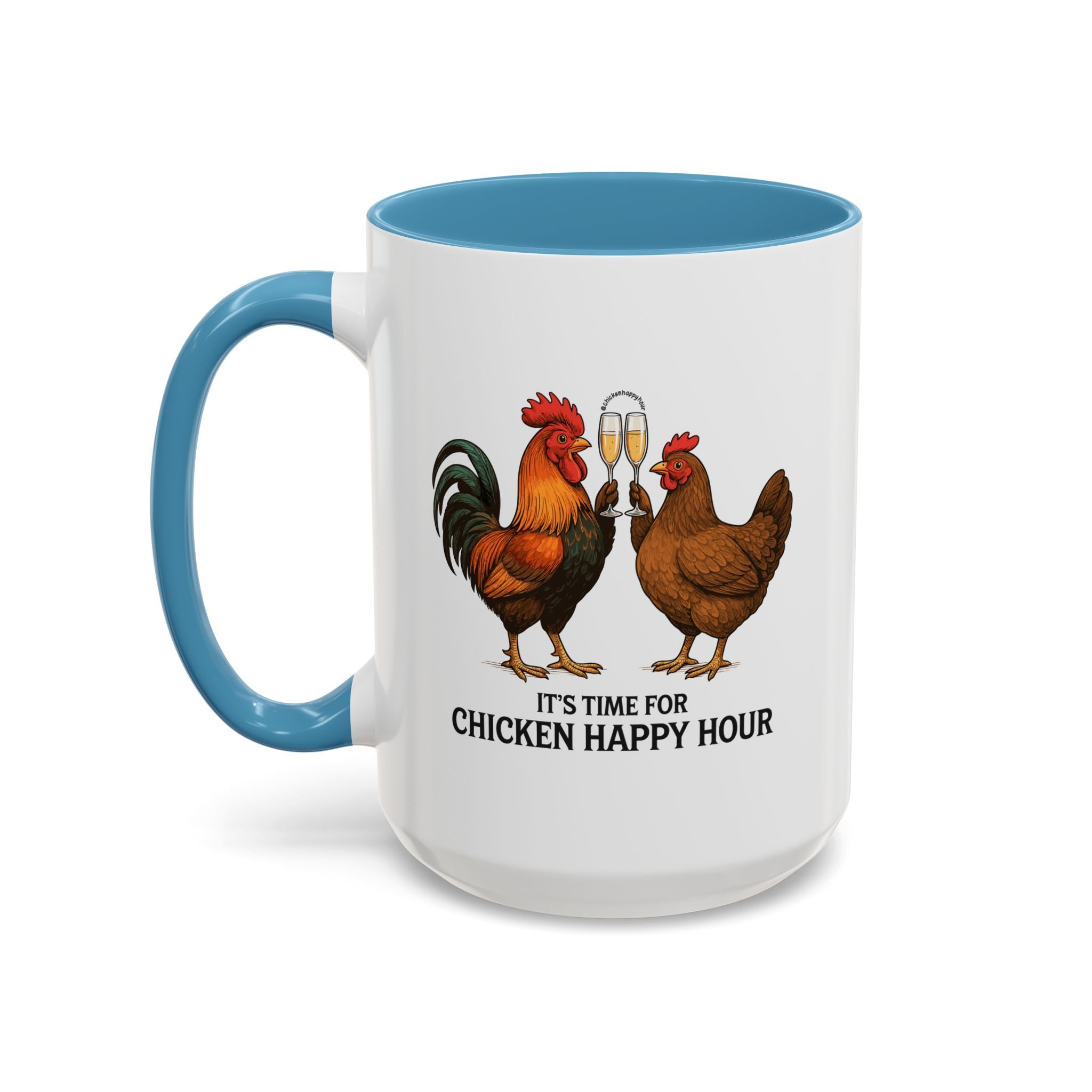 It’s Time for Chicken Happy Hour With Rooster and Hen Coffee Mug