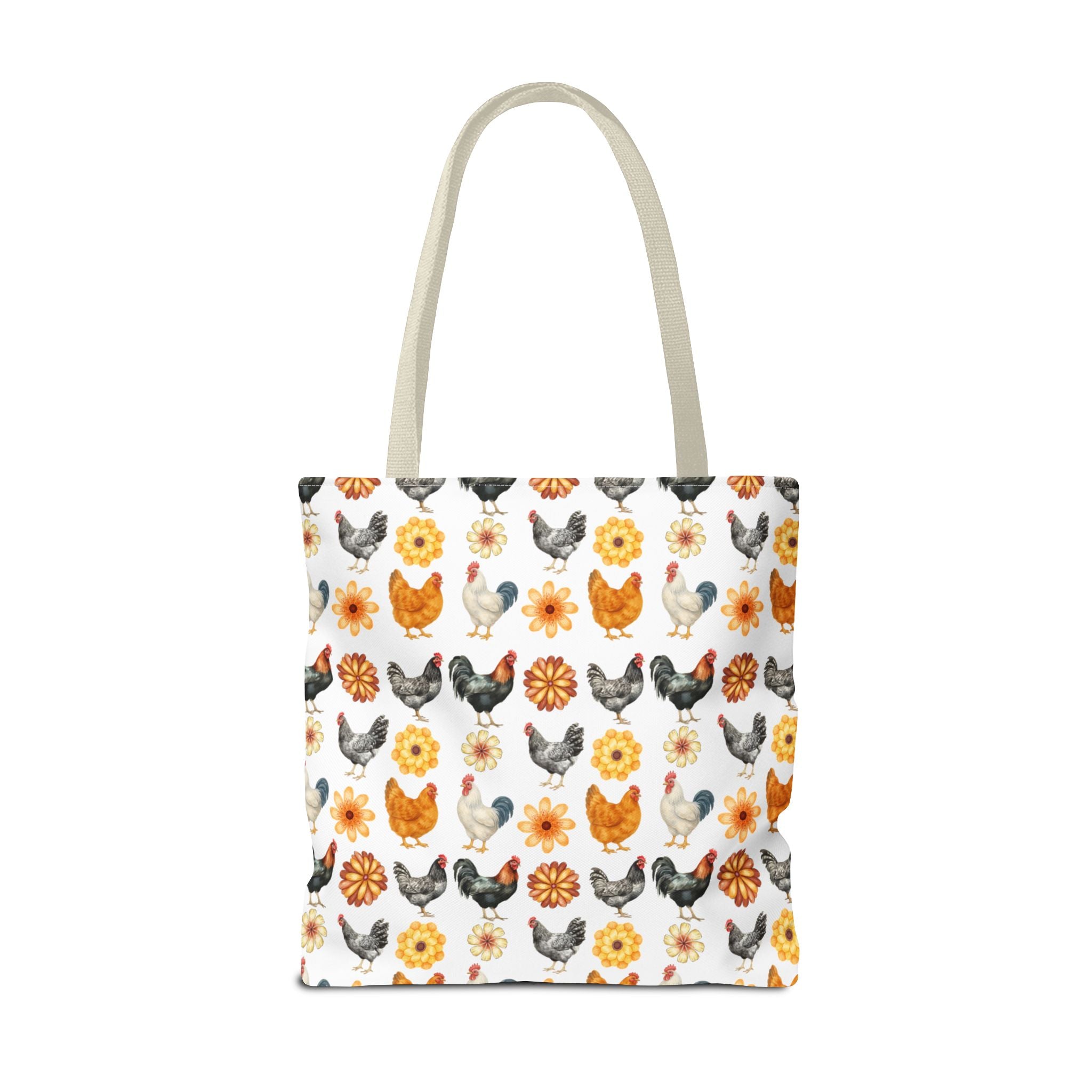Chicken With Flowers Tote Bag