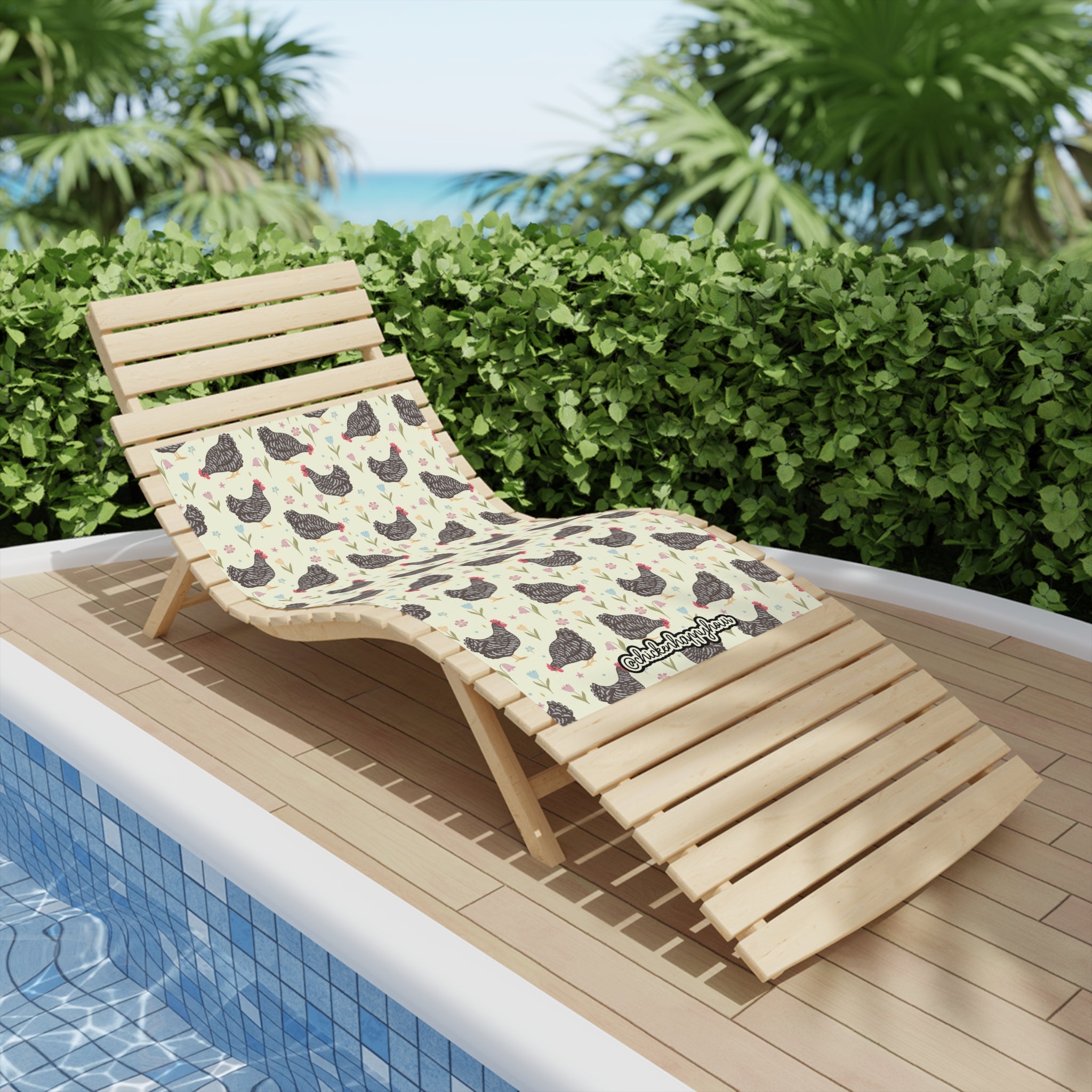 CHICKEN WITH FLOWER 2 Beach Towel