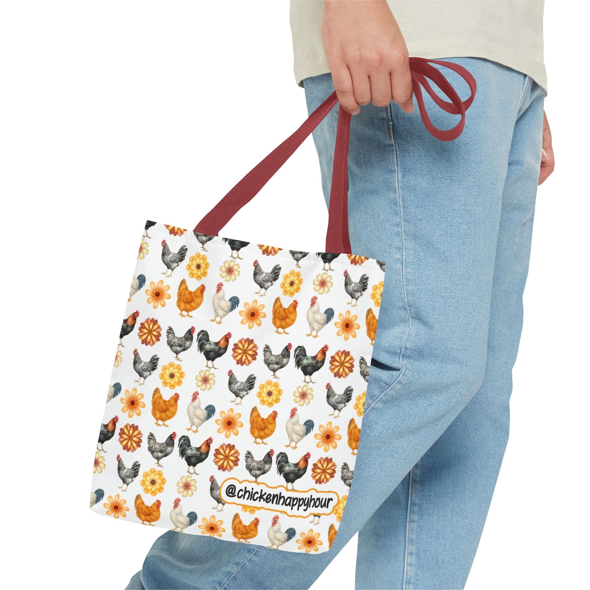 Chicken With Flowers Tote Bag