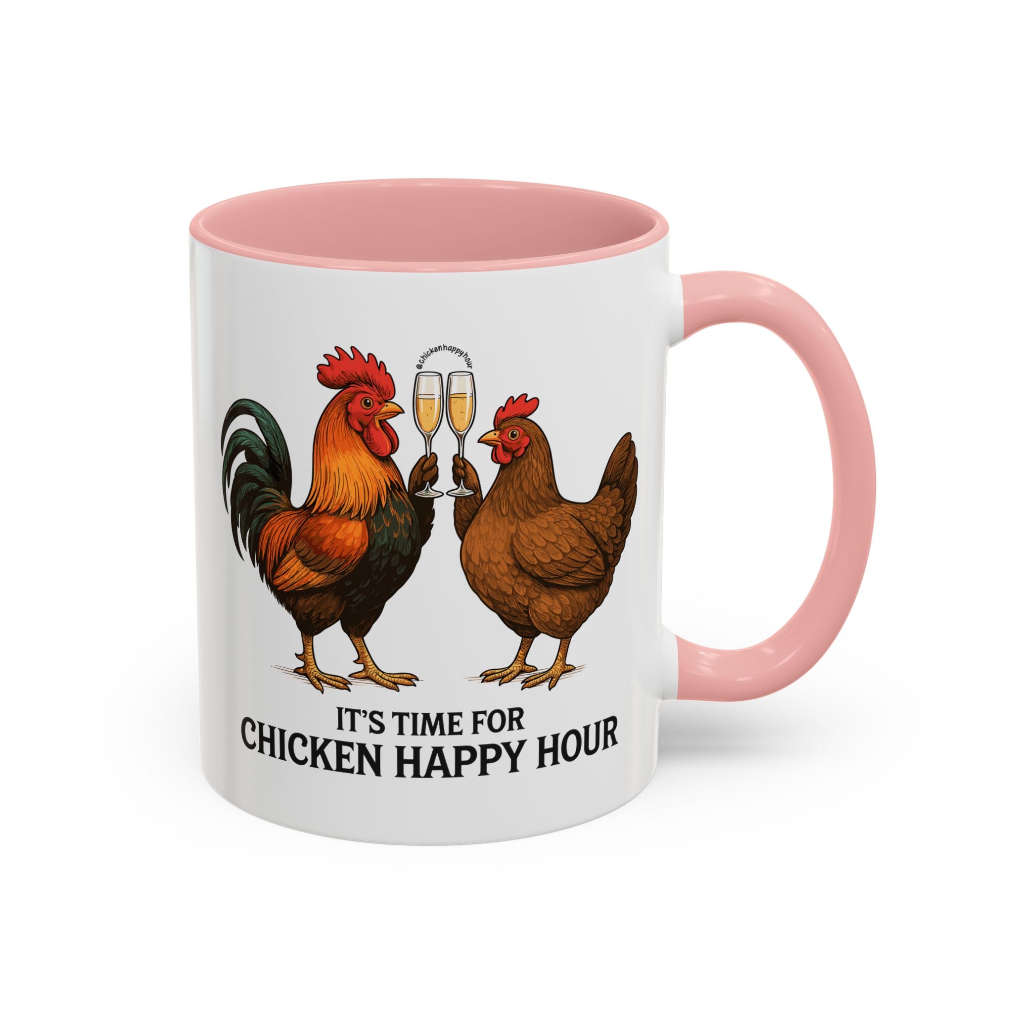 It’s Time for Chicken Happy Hour With  Rooster and Hen Coffee Mug