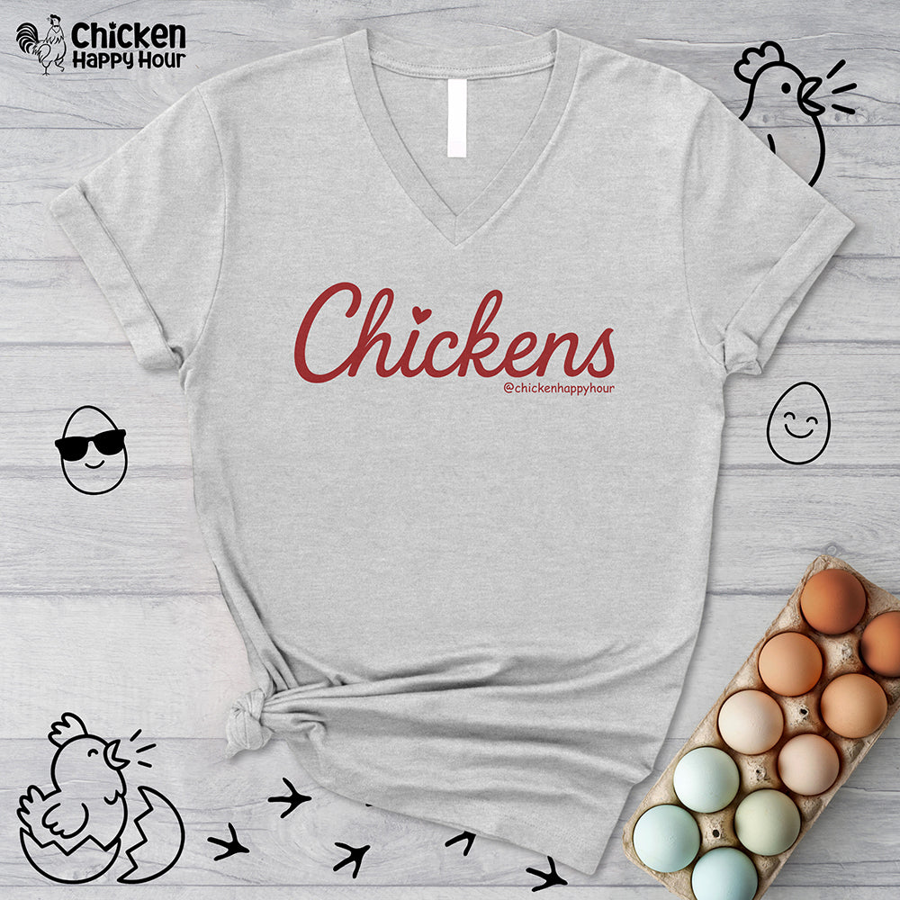 Love Chickens V-Neck Tee