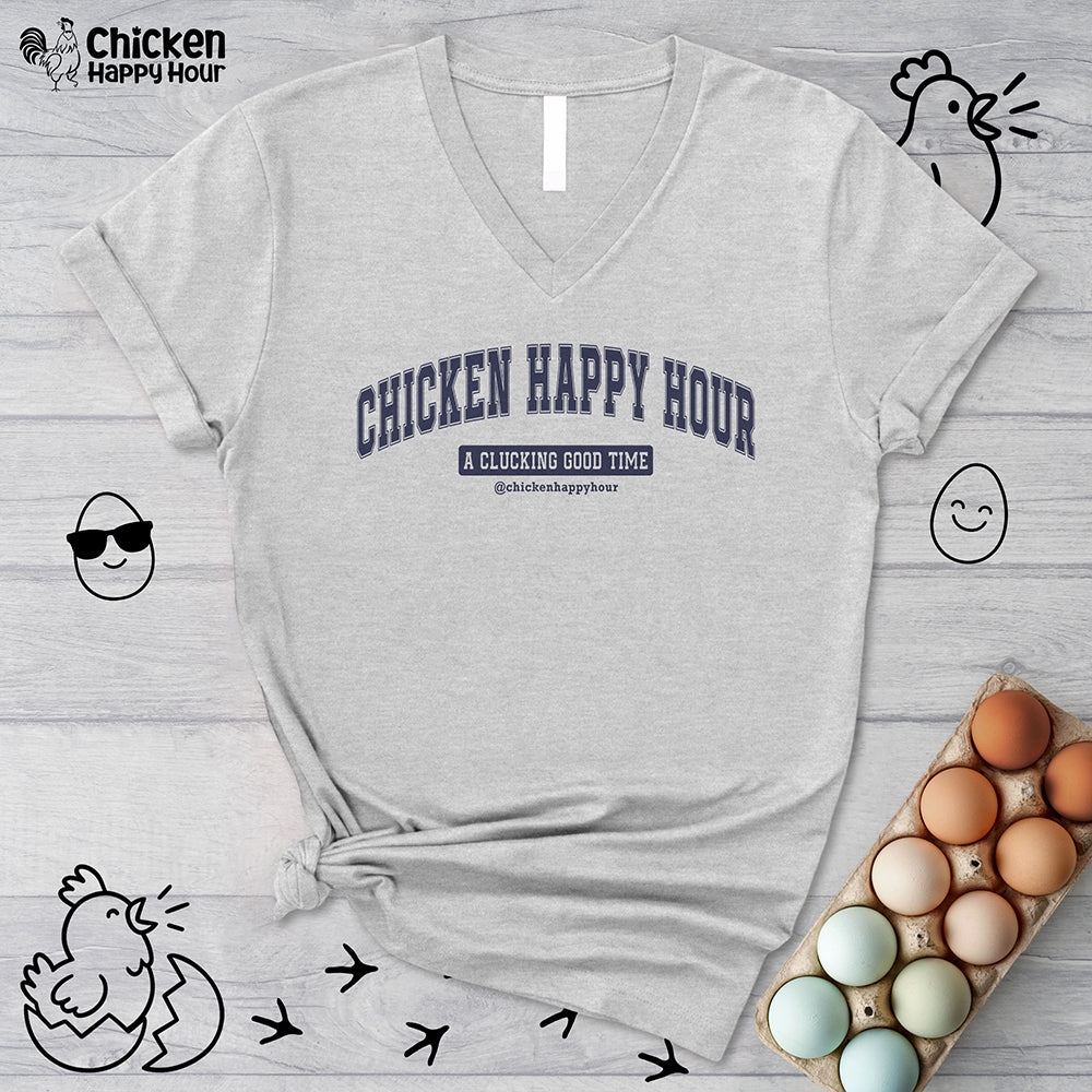 Chicken Happy Hour A Clucking Good Time V-Neck Tee
