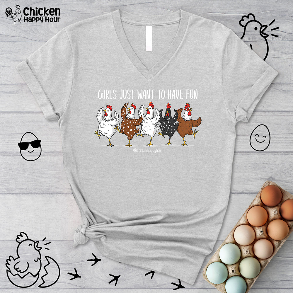Girls Just Want To Have Vun V-Neck Tee