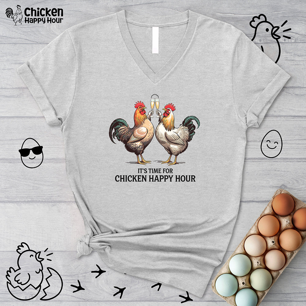 It’s Time For Chicken Happy Hour V-Neck Tee
