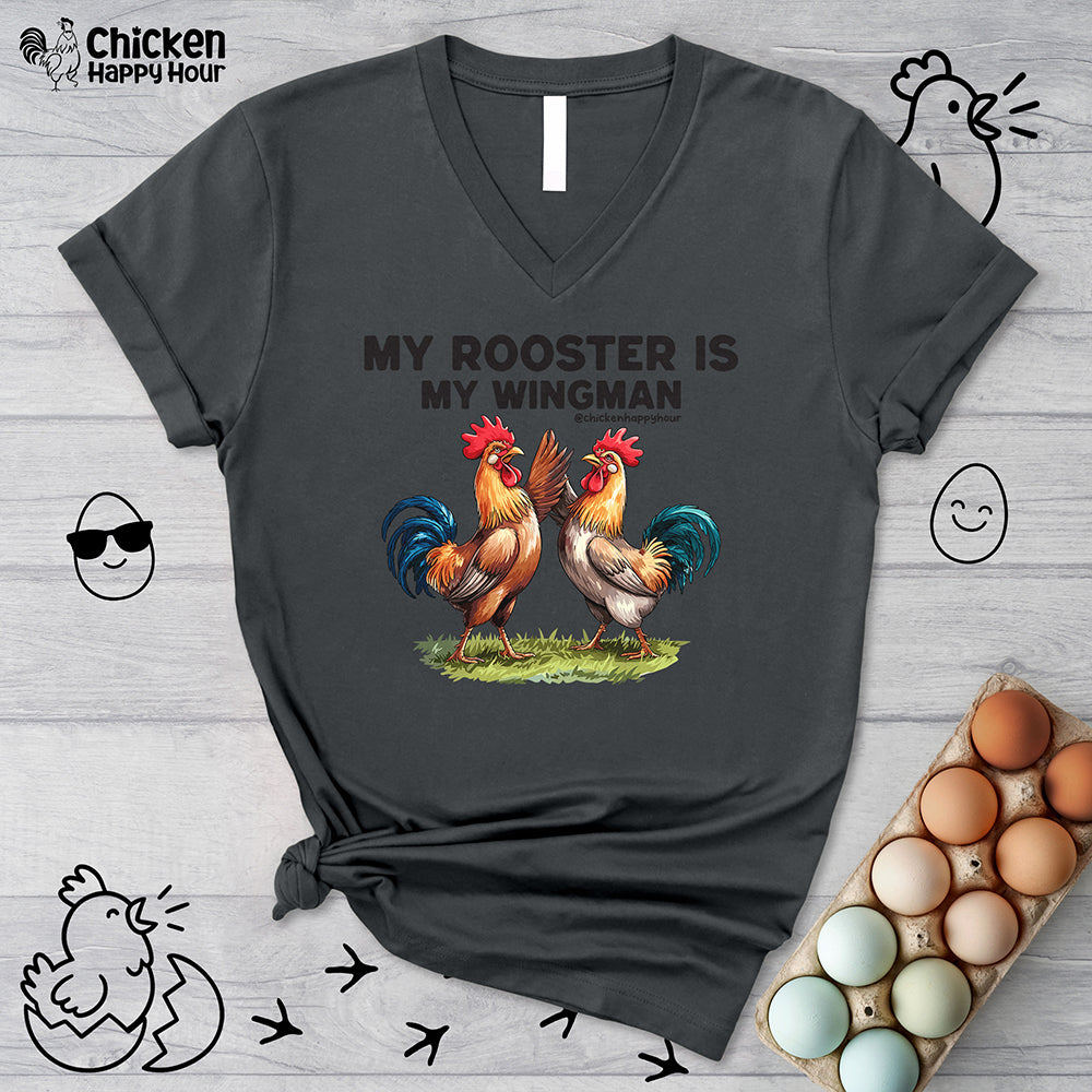 My Rooster is My Wingman V-Neck Tee
