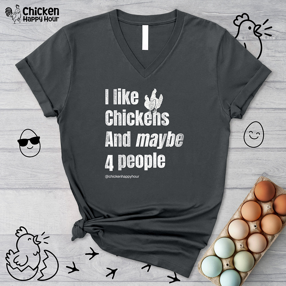 I Like Chickens V-Neck Tee