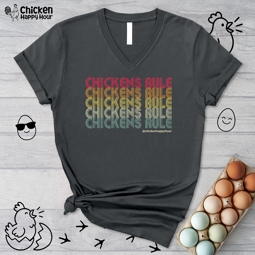 Chickens Rule V-Neck Tee