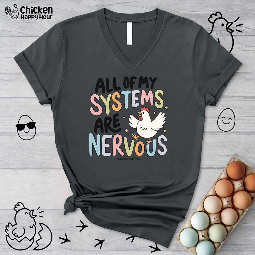 All Systems Are Nervous V-Neck Tee