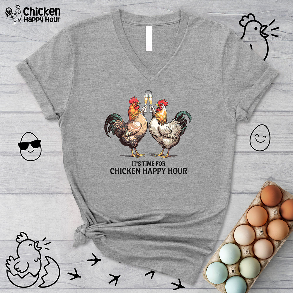 It’s Time For Chicken Happy Hour V-Neck Tee