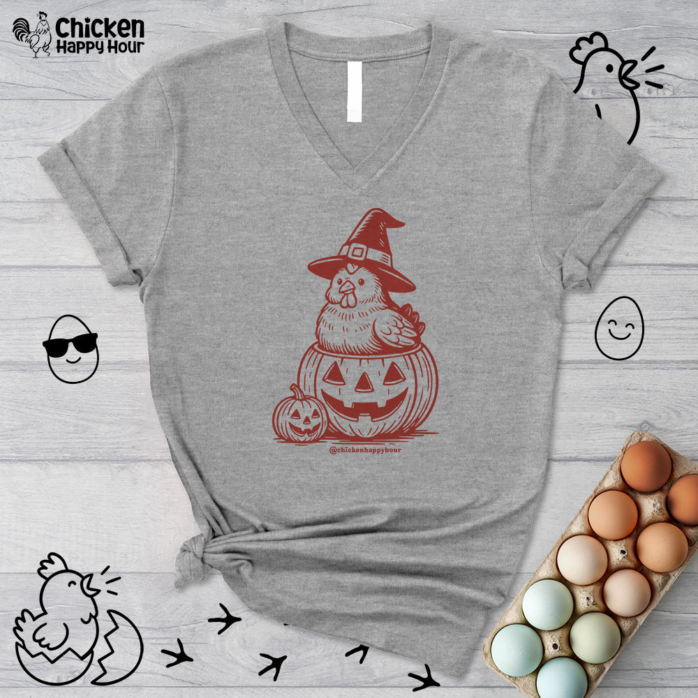 Halloween Chicken Witch in Pumpkin Unisex Tee