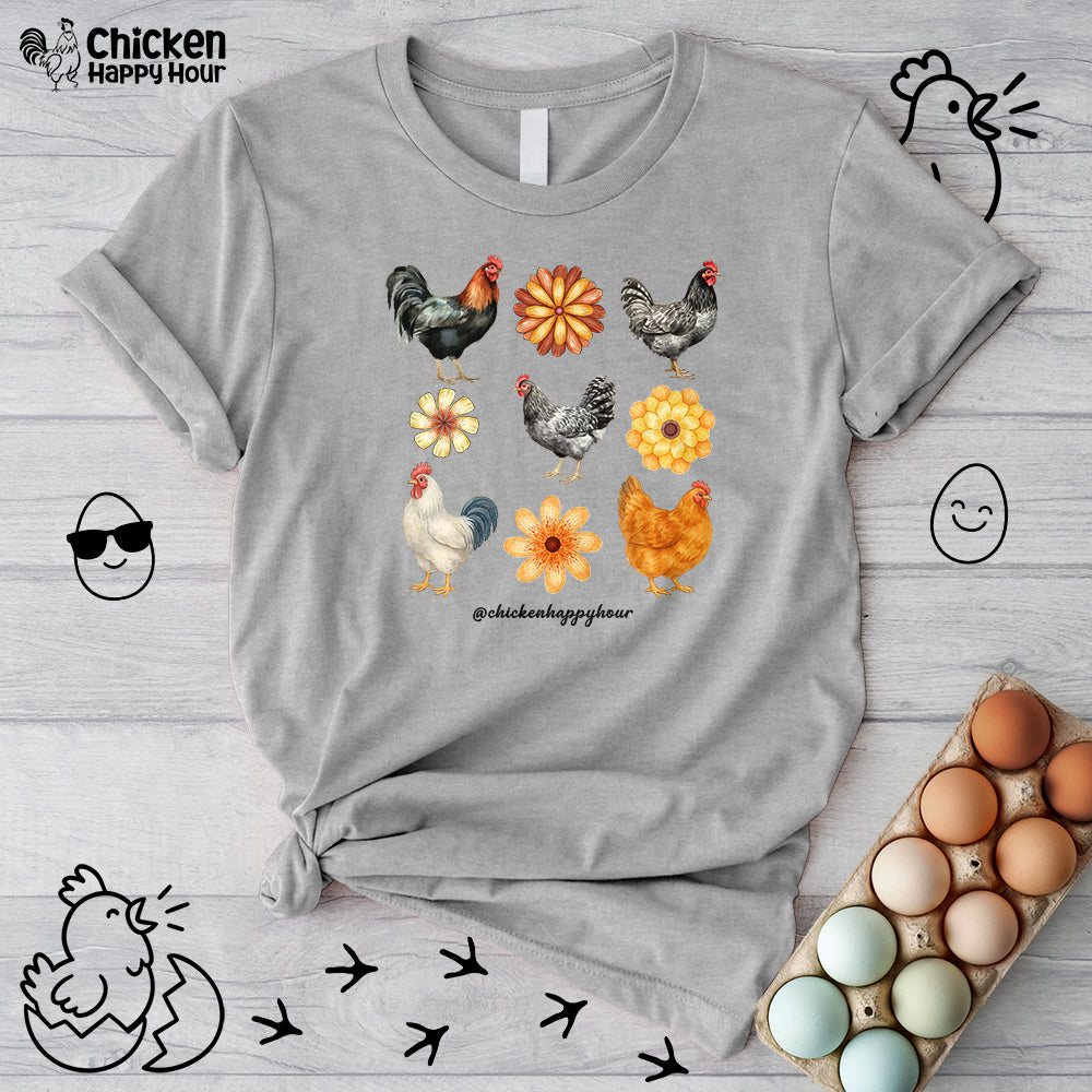 Chicken With Flowers Unisex Tee