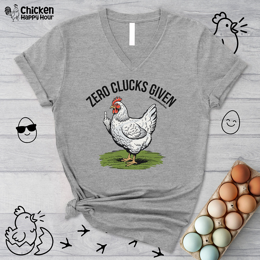 Zero Clucks Given V-Neck Tee