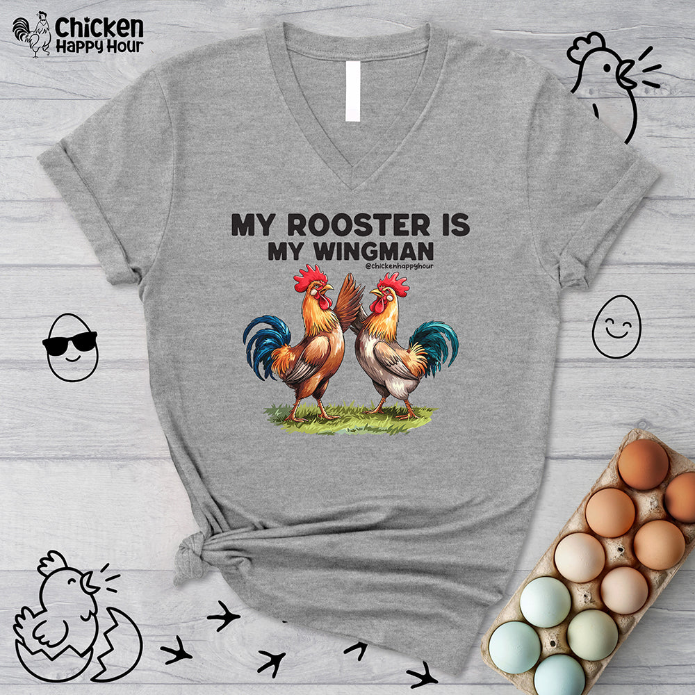 My Rooster is My Wingman V-Neck Tee