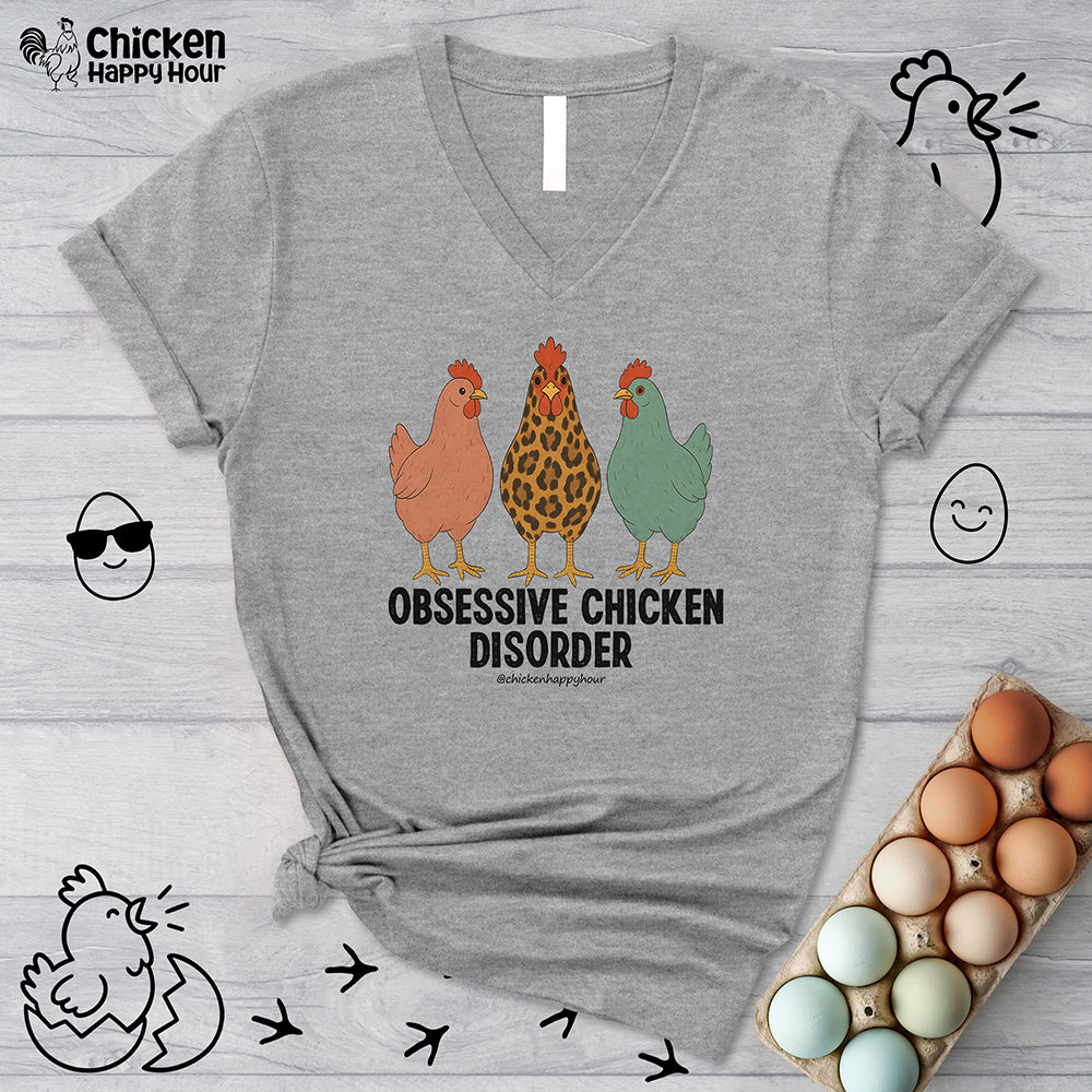 Obsessive Chicken Disorder V-Neck Tee