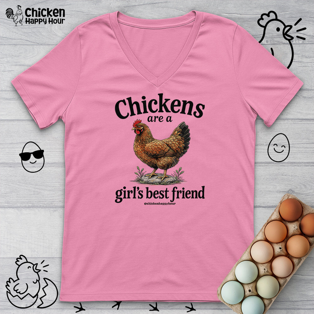 Chickens Are A Girl’s Best Friend V-Neck Tee