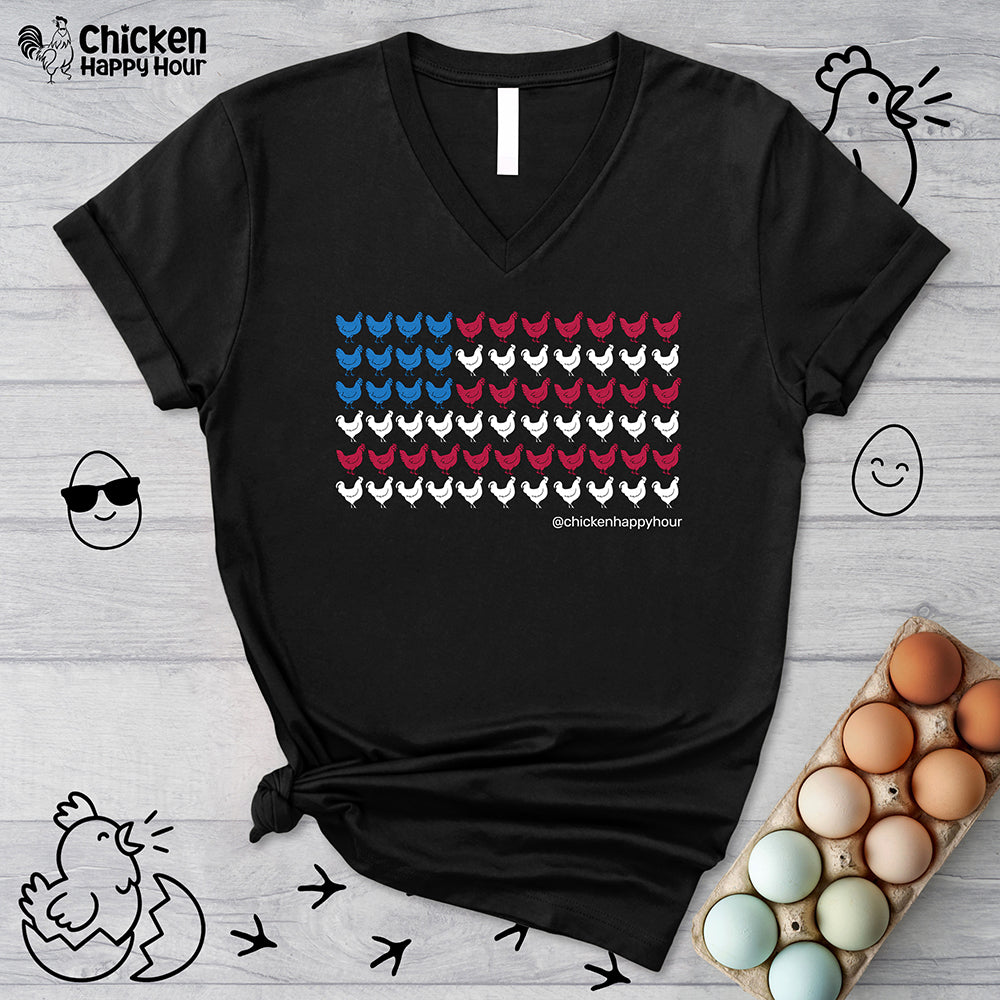 American Flag Chicken V-Neck Tee