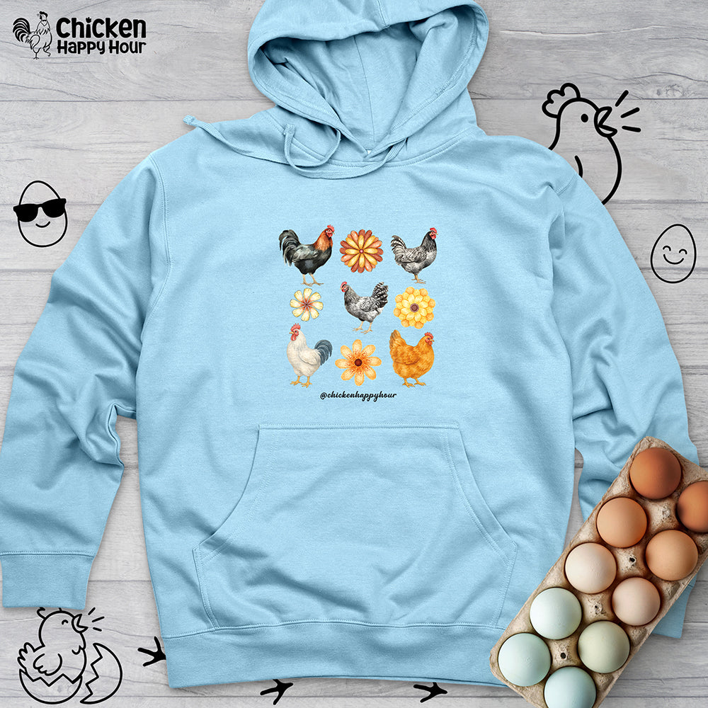 Chicken With Flowers Hooded Sweatshirt