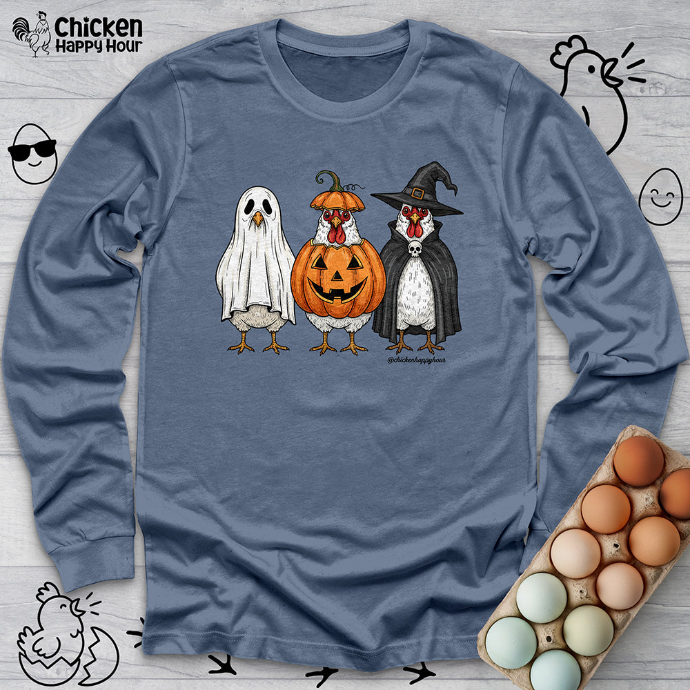 Chickens Wearing Halloween Costumes Long Sleeve