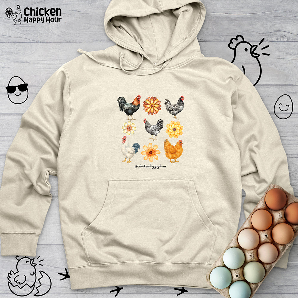 Chicken With Flowers Hooded Sweatshirt