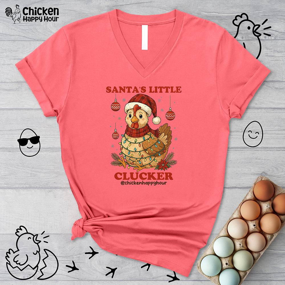 Santa’s Little Clucker V-Neck Tee