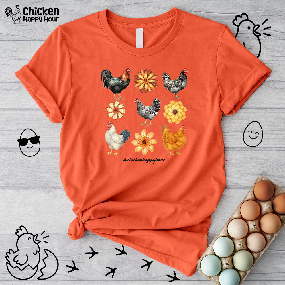 Chicken With Flowers Unisex Tee