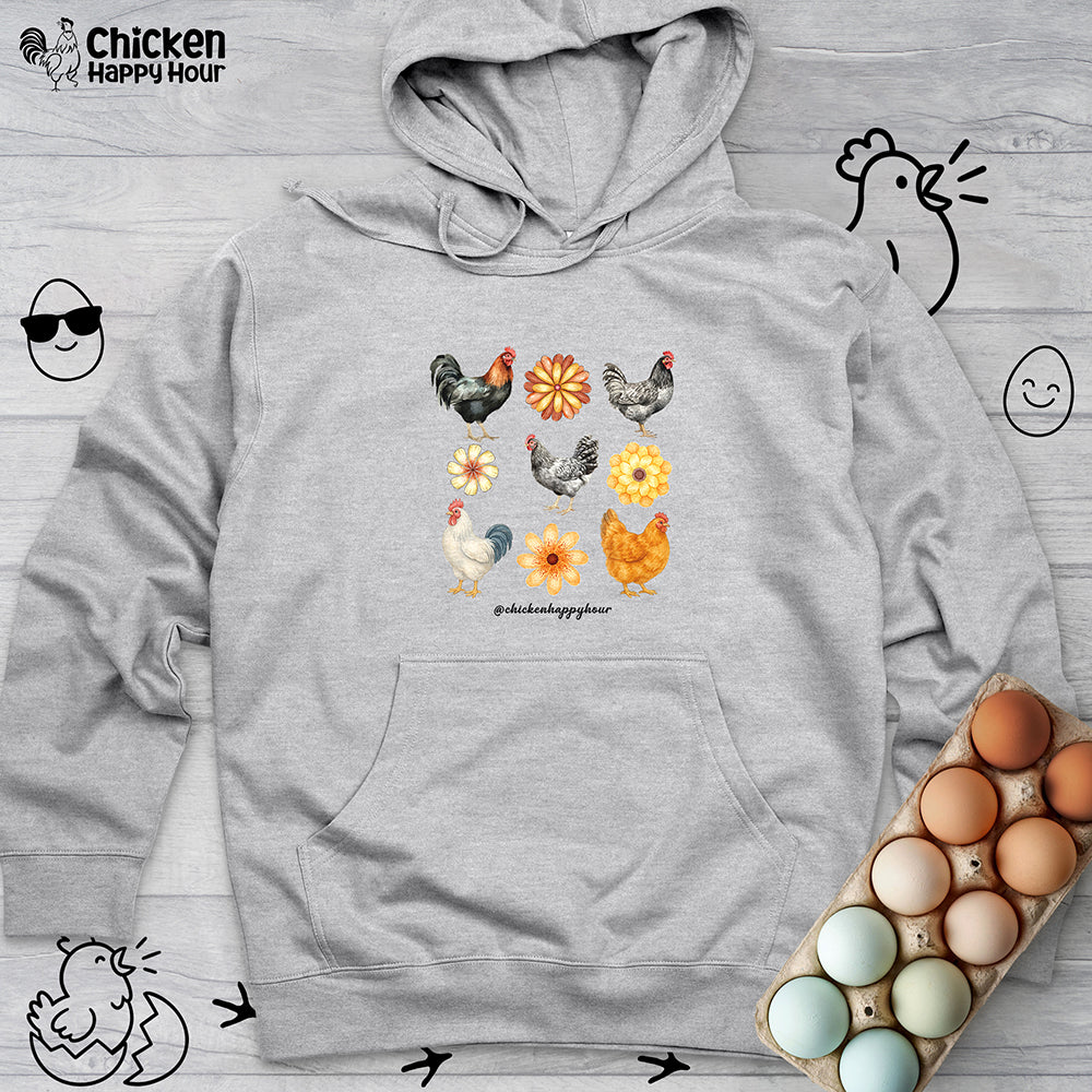 Chicken With Flowers Hooded Sweatshirt