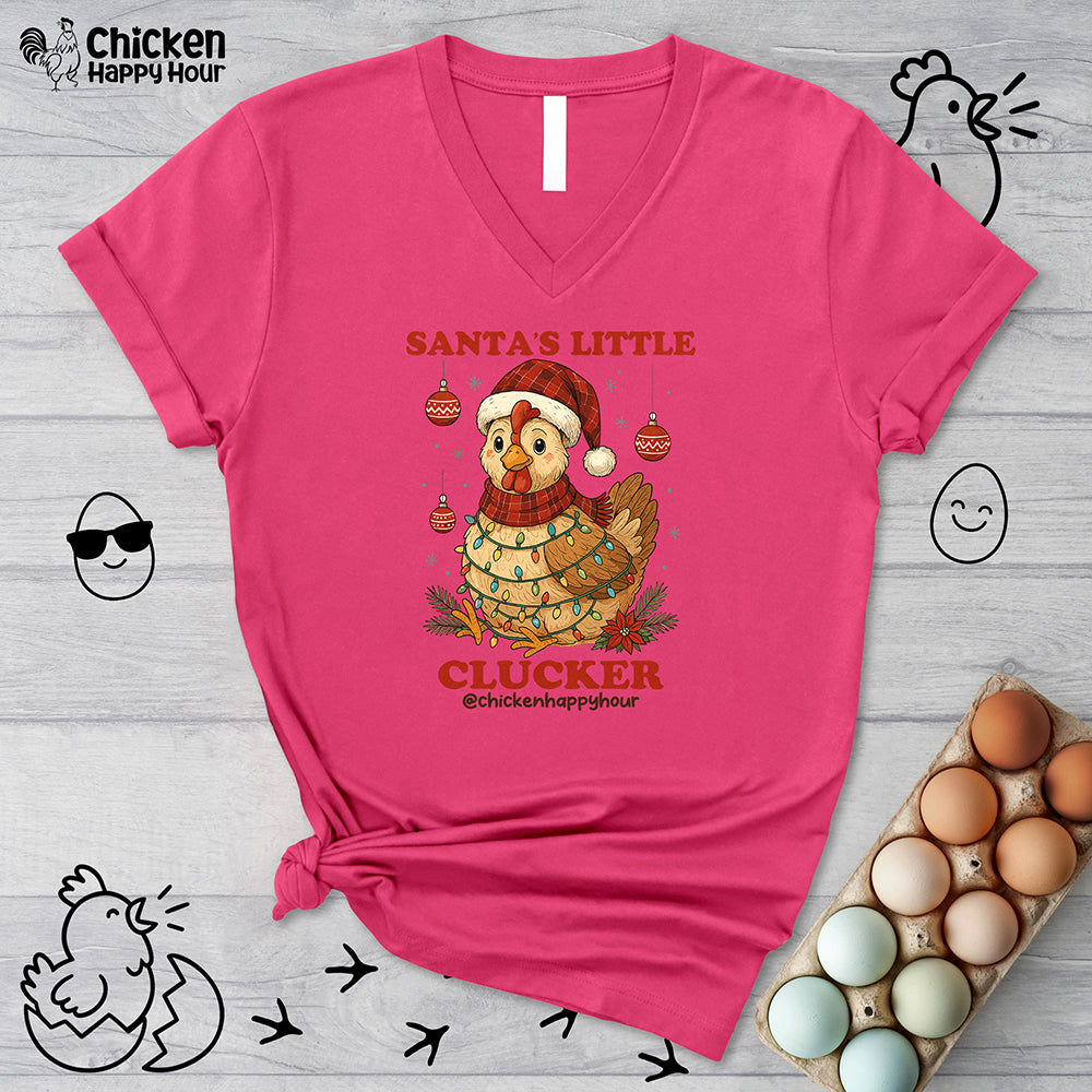 Santa’s Little Clucker V-Neck Tee