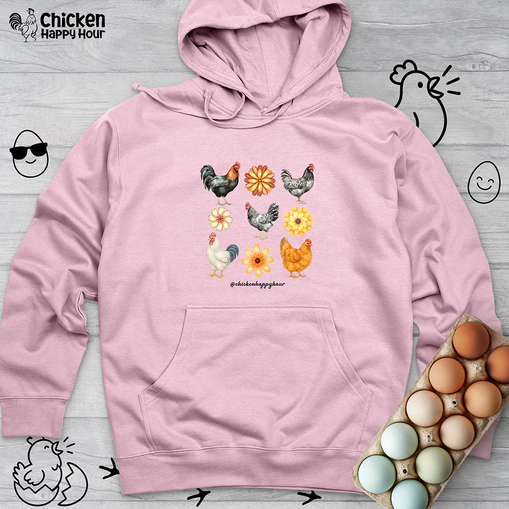 Chicken With Flowers Hooded Sweatshirt