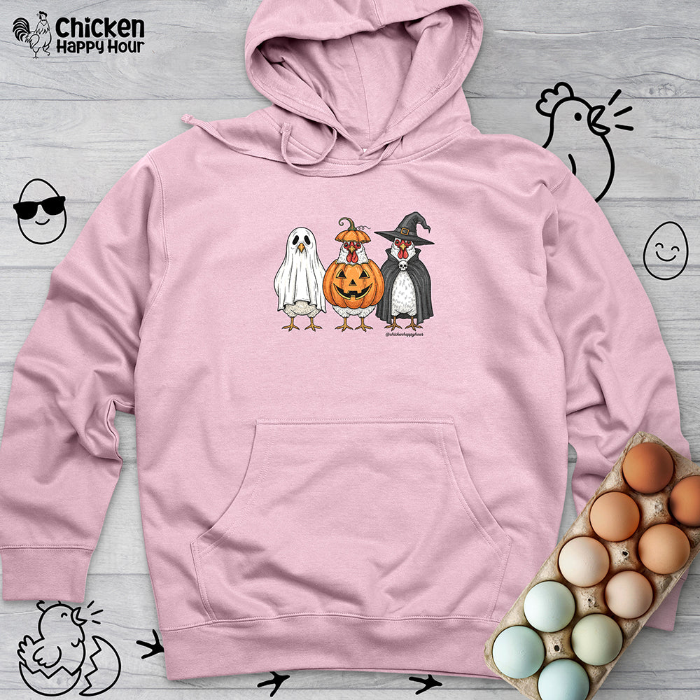 Chickens Wearing Halloween Costumes Hooded Sweatshirt