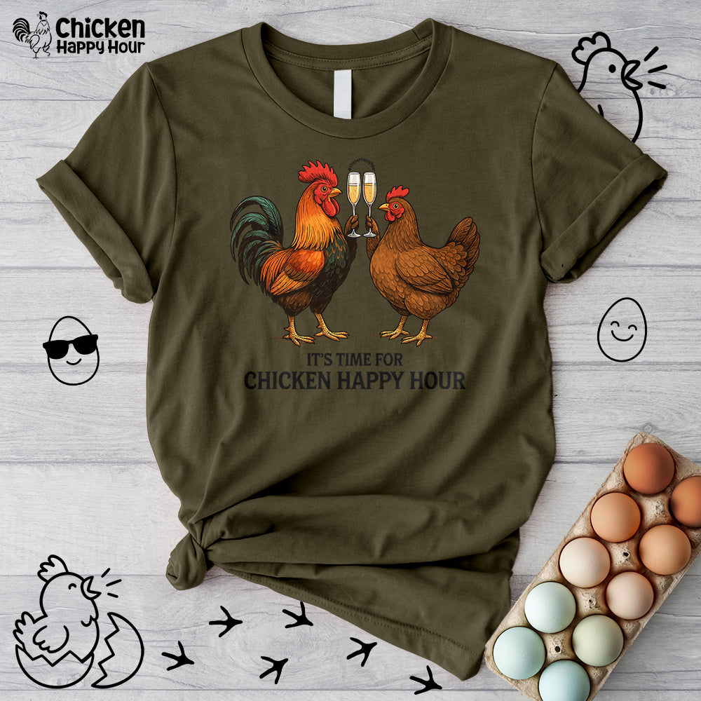 It’s Time for Chicken Happy Hour With Rooster and Hen Unisex Tee