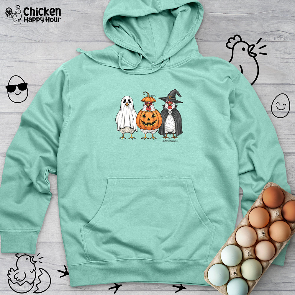 Chickens Wearing Halloween Costumes Hooded Sweatshirt
