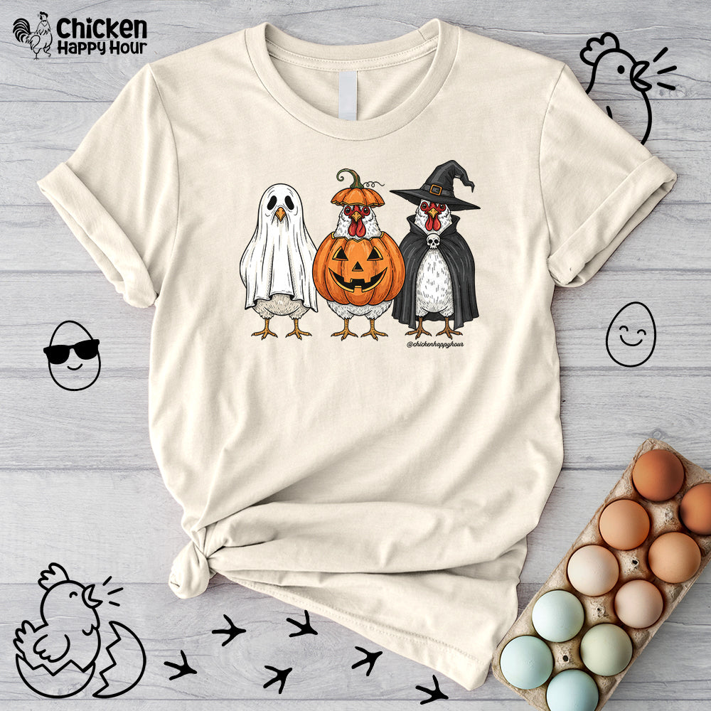 Chickens Wearing Halloween Costumes Unisex Tee