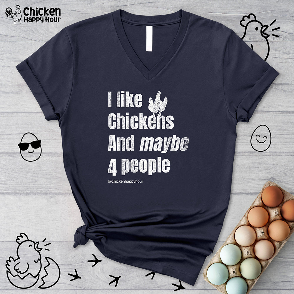 I Like Chickens V-Neck Tee