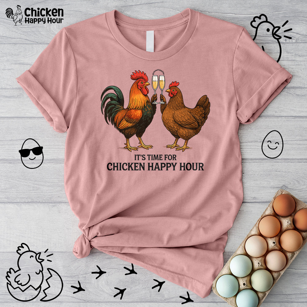 It’s Time for Chicken Happy Hour With Rooster and Hen Unisex Tee