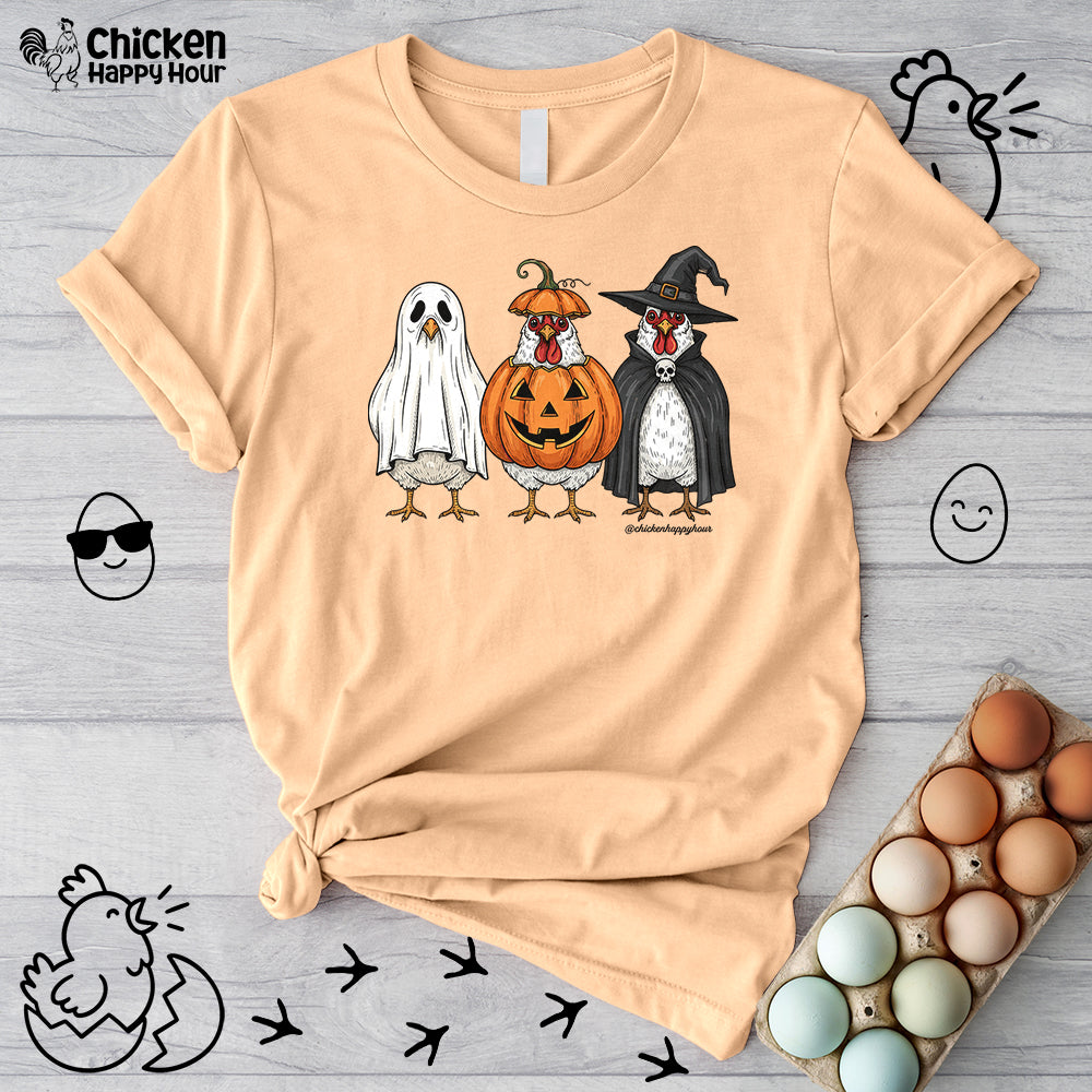 Chickens Wearing Halloween Costumes Unisex Tee
