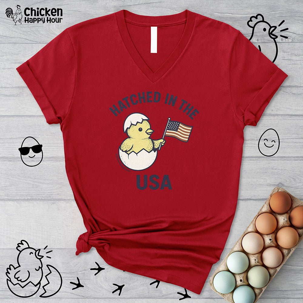 Hatched in the USA V-Neck Tee