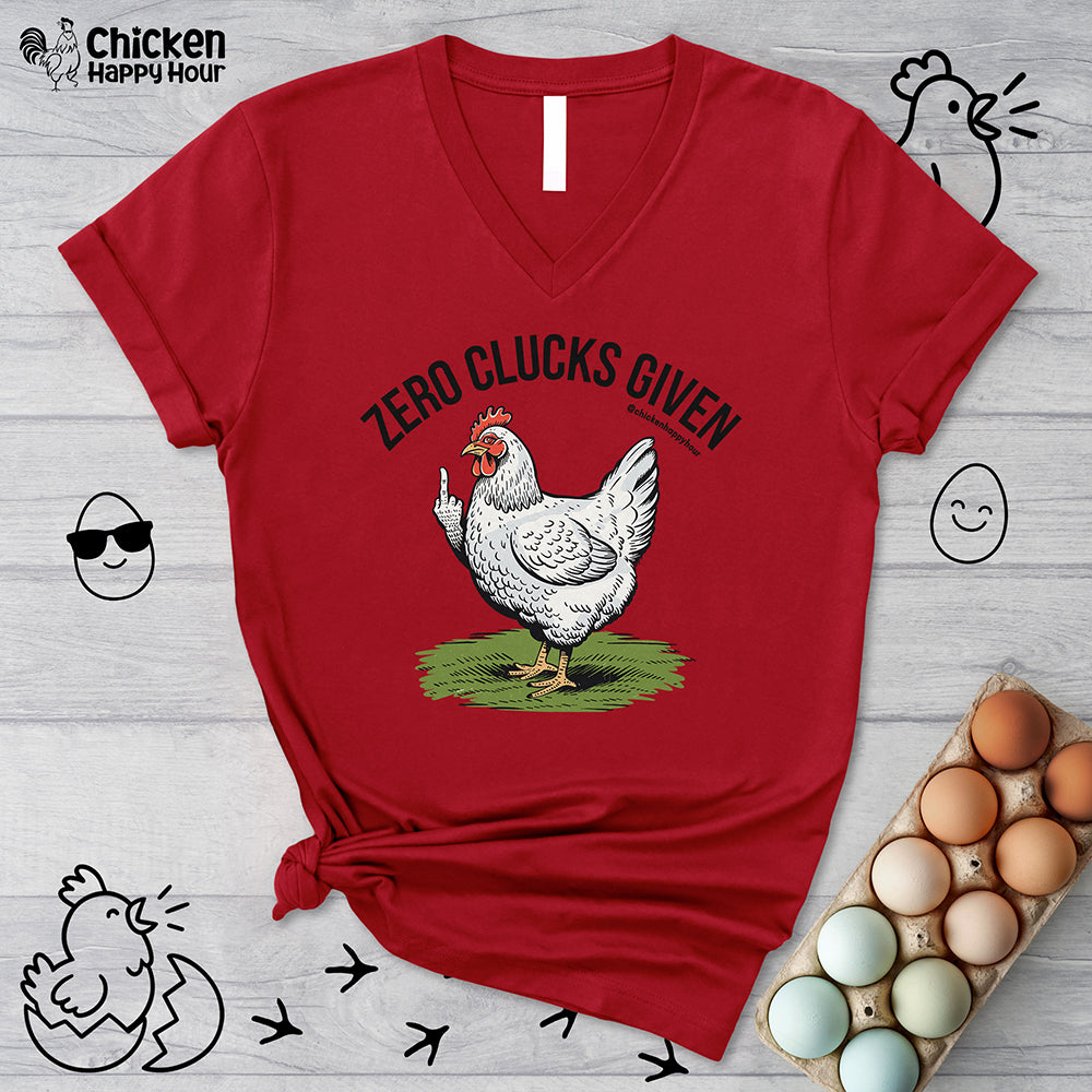 Zero Clucks Given V-Neck Tee